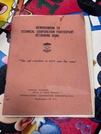 Image of Memorandum to Technical Cooperation Participant Returning Home